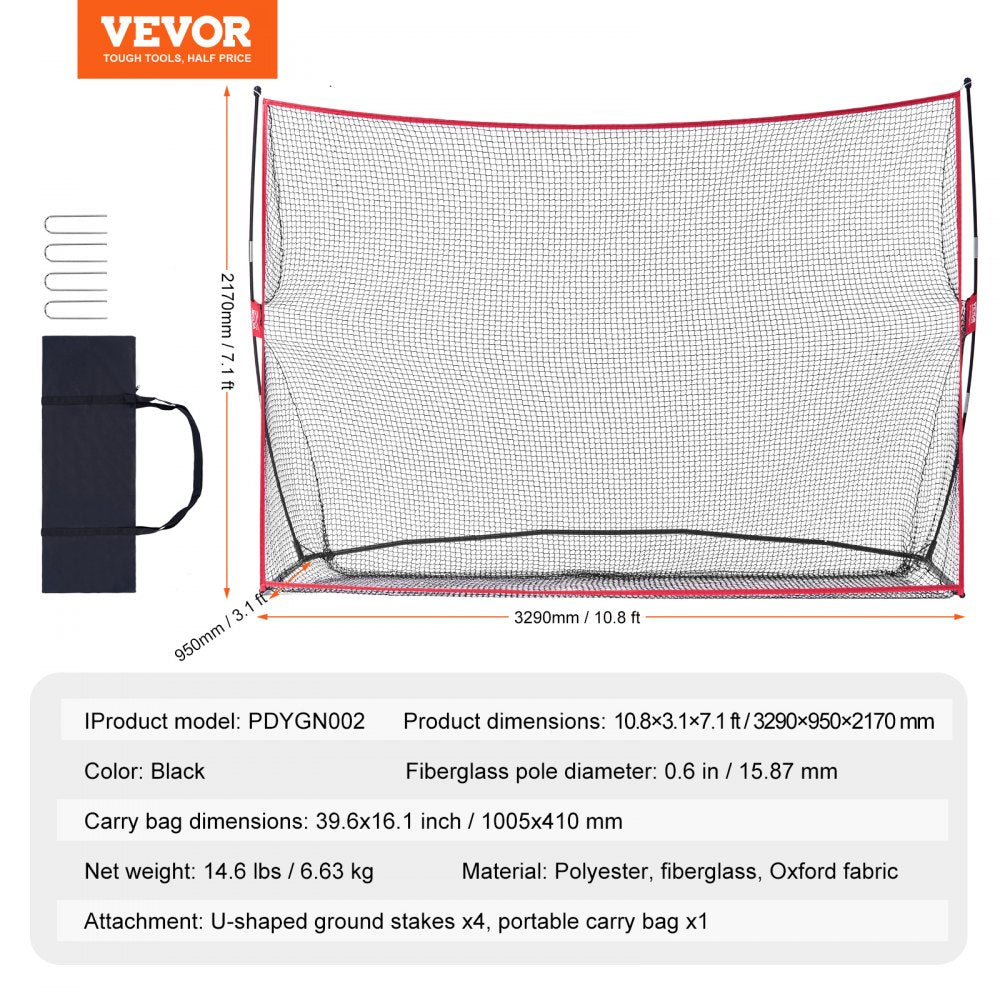 ODDTOOLS 10.8x7ft Golf Practice Hitting Net Indoor Personal Driving Range Training