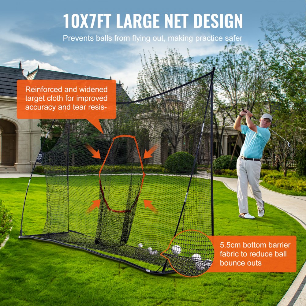 ODDTOOLS 10.8x7ft Golf Practice Hitting Net Indoor Personal Driving Range Training