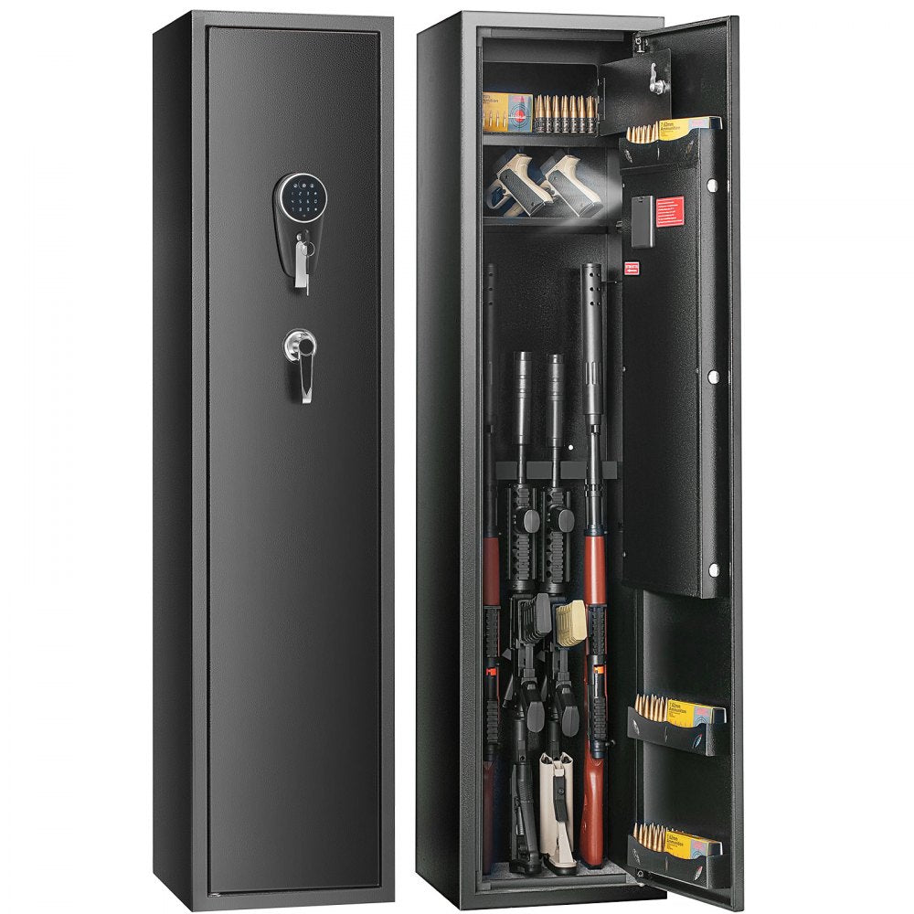 ODDTOOLS 5 Gun Safe, Gun Security Cabinet with Lock & Digital Keypad, Gun Storage Cabinet with Built-in Storage Locker and Removable Storage Shelf for Home Long Gun and Pistols