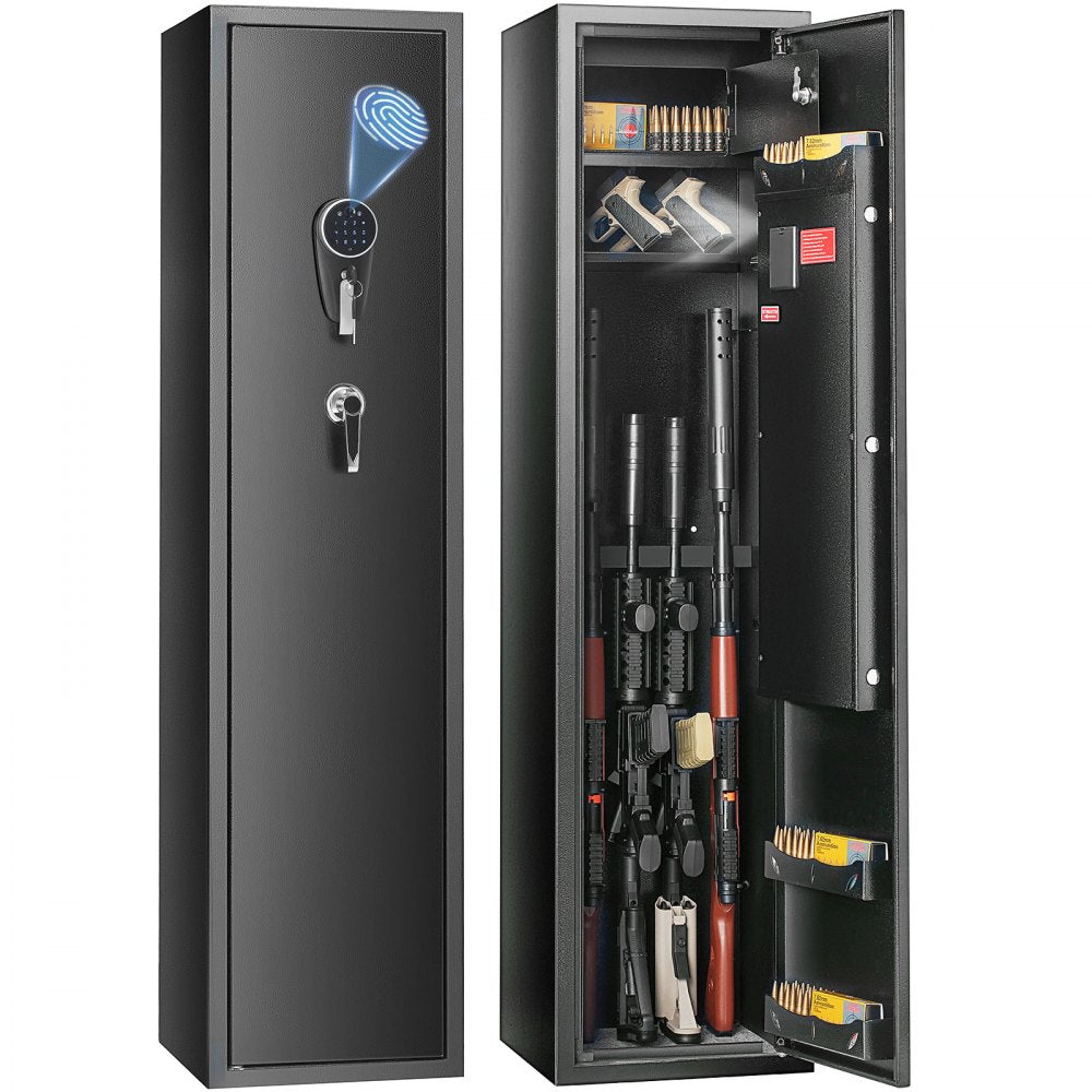 ODDTOOLS 6 Gun Safe, Gun Security Cabinet with Fingerprint & Digital Keypad Lock, Gun Storage Cabinet with Built-in Storage Locker and Removable Storage Shelf for Pistols & Home Long Gun