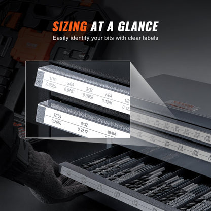 ODDTOOLS Drill Bit Dispenser Cabinet, Three-Drawer Drill Bit Organizer Cabinet for 1/16" to 1/2", Steel Drill Dispenser Organizer Cabinet with Labels, Stackable Drill Dispenser for Drill Bit Storage