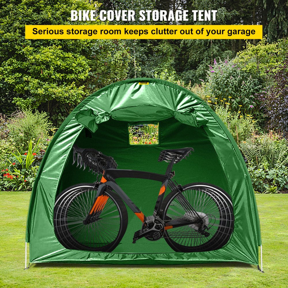 ODDTOOLS Bike Cover Storage Tent, 420D Oxford Fabric Portable for 4 Bikes, Outdoor Waterproof Anti-Dust Bicycle Storage Shed, Heavy Duty for Bikes, Lawn Mower, and Garden Tools, w/ Carry Bag, Green