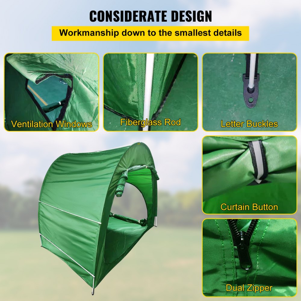 ODDTOOLS Bike Cover Storage Tent, 420D Oxford Fabric Portable for 4 Bikes, Outdoor Waterproof Anti-Dust Bicycle Storage Shed, Heavy Duty for Bikes, Lawn Mower, and Garden Tools, w/ Carry Bag, Green