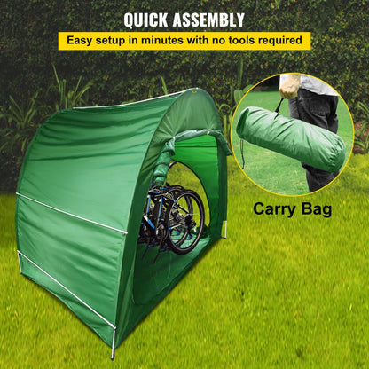 ODDTOOLS Bike Cover Storage Tent, 420D Oxford Fabric Portable for 4 Bikes, Outdoor Waterproof Anti-Dust Bicycle Storage Shed, Heavy Duty for Bikes, Lawn Mower, and Garden Tools, w/ Carry Bag, Green