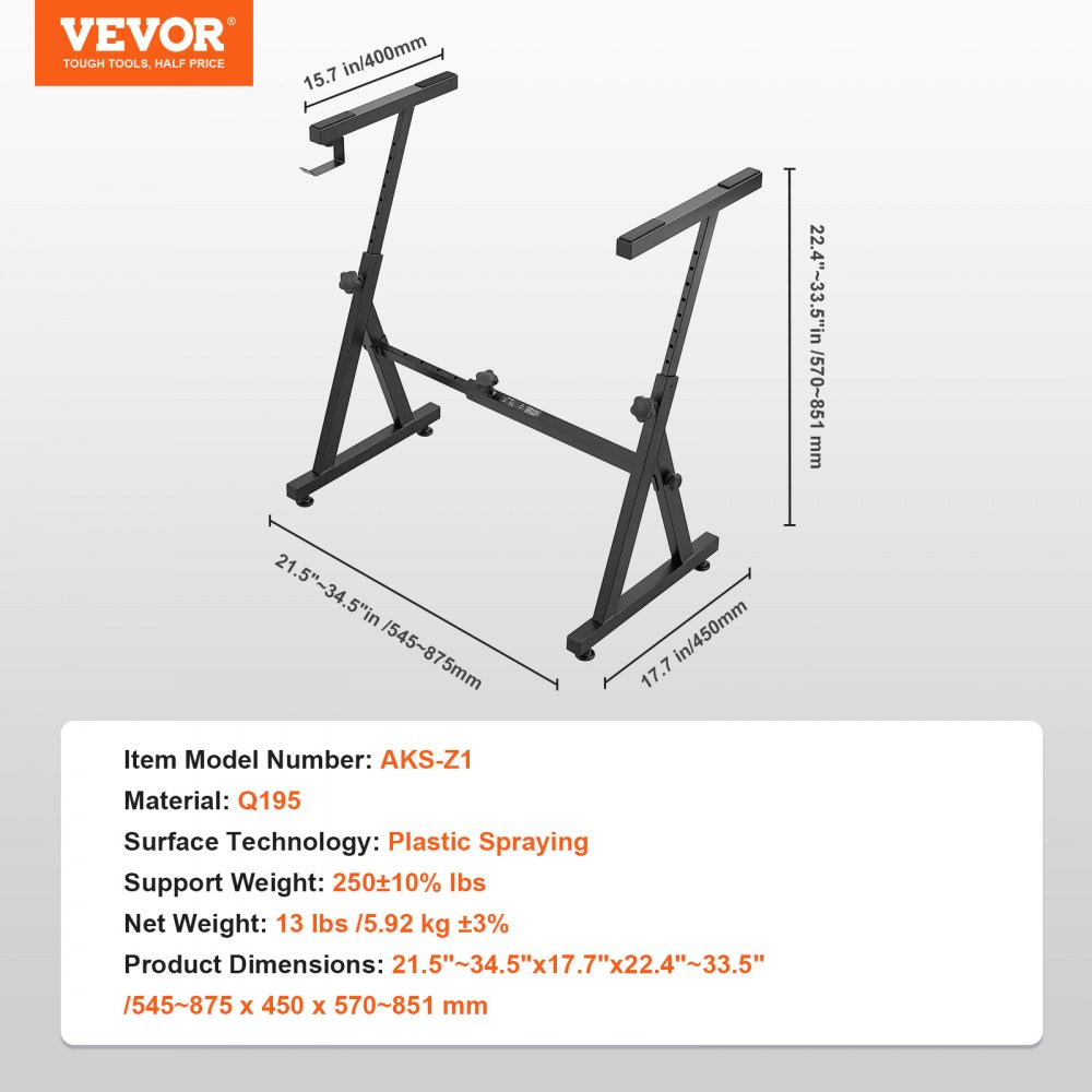 ODDTOOLS Piano Keyboard Stand, Z Style, Heavy-Duty Digital Piano Music Stand, 250 lbs Capacity with Adjustable Width & Height Wheels Anti-Slip Pads Headphone Hook, Fits for 54-88 Key Electric Pianos