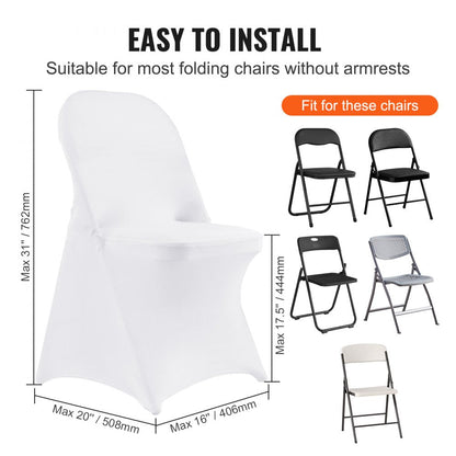 ODDTOOLS White Stretch Spandex Chair Covers - 30 PCS, Folding Kitchen Chairs Cover, Universal Washable Slipcovers Protector, Removable Chair Seat Covers, for Wedding Party Dining Room Banquet Event