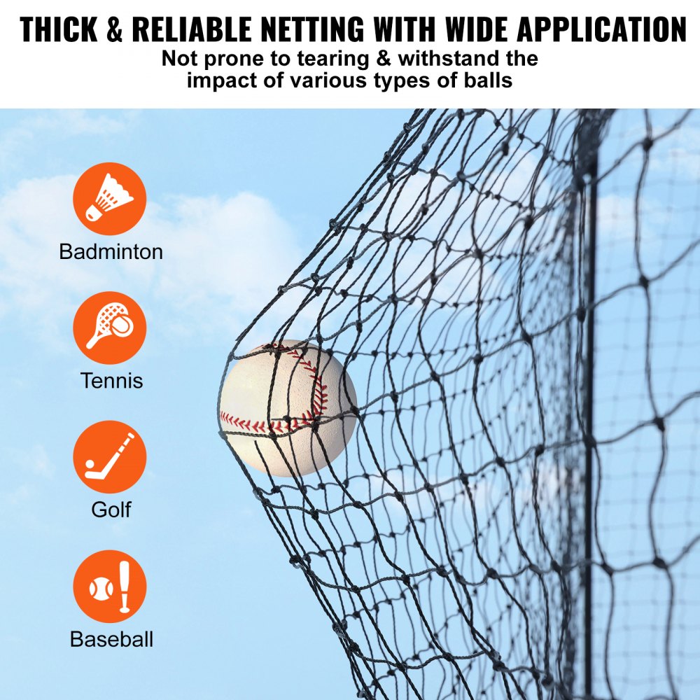 ODDTOOLS Baseball Batting Netting, Professional Softball Baseball Batting Hitting Training Net, Practice Portable Pitching Cage Net with Door & Carry Bag, Heavy Duty Enclosed PE Netting, 35FT (NET ONLY)