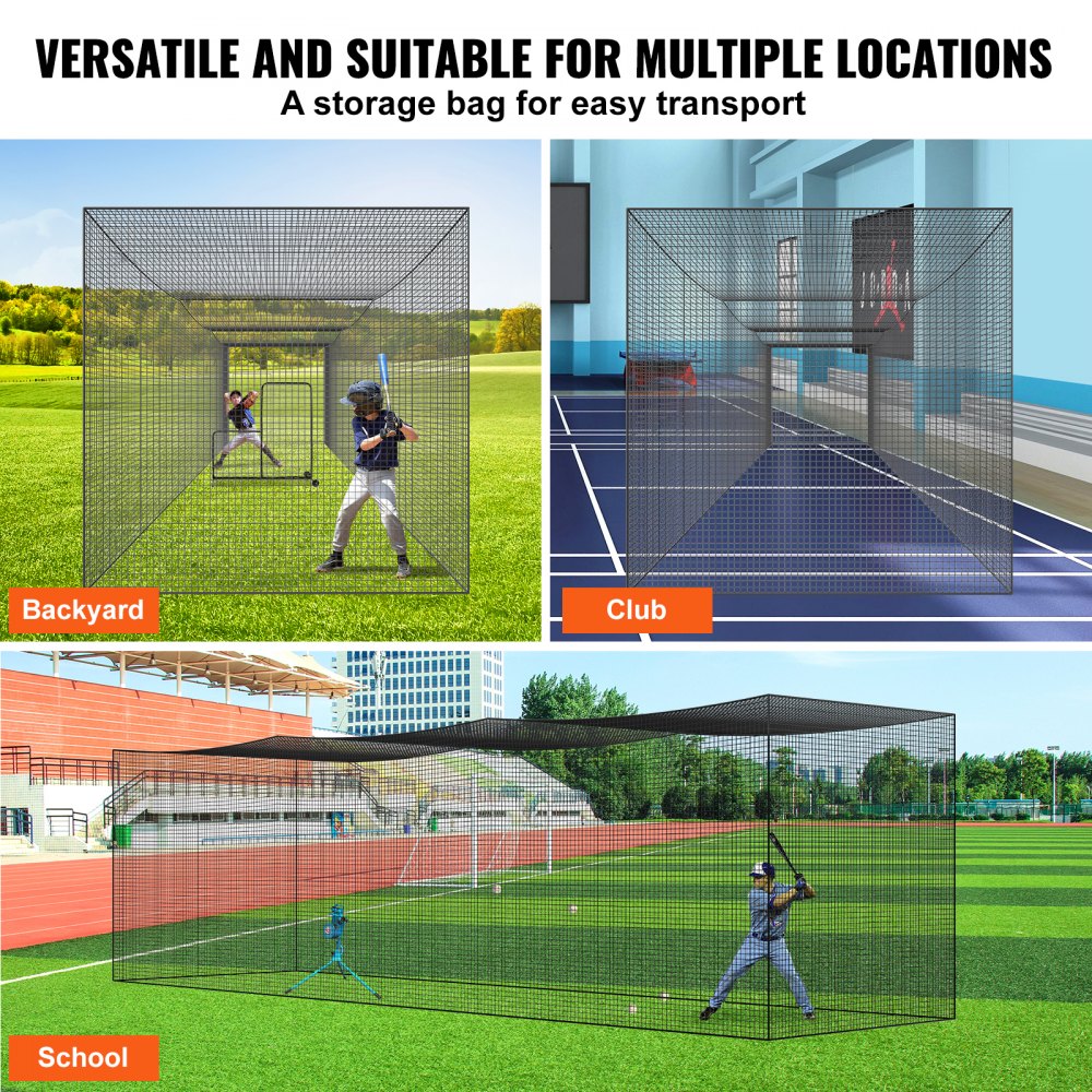 ODDTOOLS Baseball Batting Netting, Professional Softball Baseball Batting Hitting Training Net, Practice Portable Pitching Cage Net with Door & Carry Bag, Heavy Duty Enclosed PE Netting, 35FT (NET ONLY)