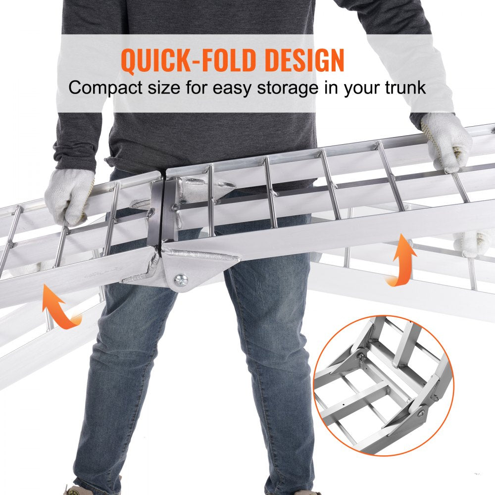 ODDTOOLS Aluminum Ramps, 1500 lbs Folding Loading Ramps for Pickup Trucks Bed, Trailers Ramp with Load Straps for Dirt Bike, UTV, ATV, Trucks, Lawn Mowers, Snowblower, Cargo Trailer, 89"L x 12"W, 2 Pcs