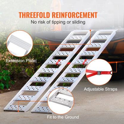 ODDTOOLS Aluminum Ramps, 1250lbs, Straight Ramp with Treads and Load Straps, Portable Loading Ramp for Motorcycles, ATVs, Trucks, Lawn Mower, Dirt Bike, Garden Tractor, 78"L x 12"W, 2Pcs