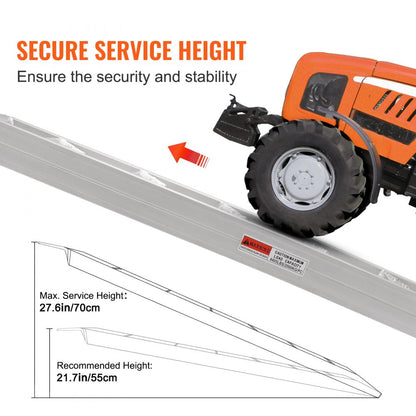 ODDTOOLS Aluminum Ramps, 8810 lbs, Heavy-duty Ramps with Top Hook Attaching End, Universal Loading Ramp for Motorcycle, Tractor, ATV/UTV, Trucks, Lawn Mower, 72"L x 15"W, 2Pcs