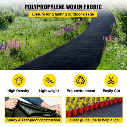 ODDTOOLS 6FTx300FT Premium Weed Barrier Fabric Heavy Duty 3.2OZ, Woven Weed Control Fabric, High Permeability Good for Flower Bed, Geotextile Fabric for Underlayment, Polyethylene Ground Cover